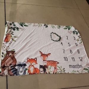 Animal Woodland Baby Milestone Blanket